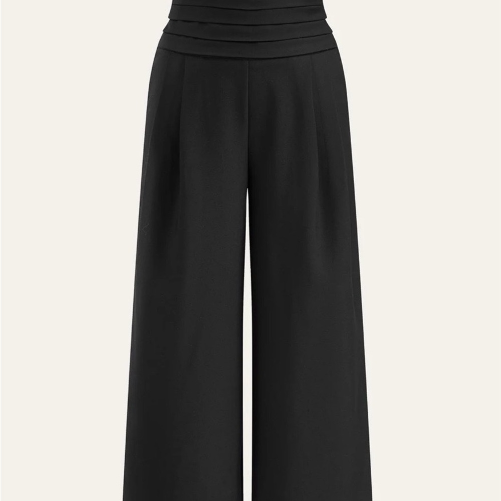 Commense Classic Black Wide-Leg High Waisted Pant.